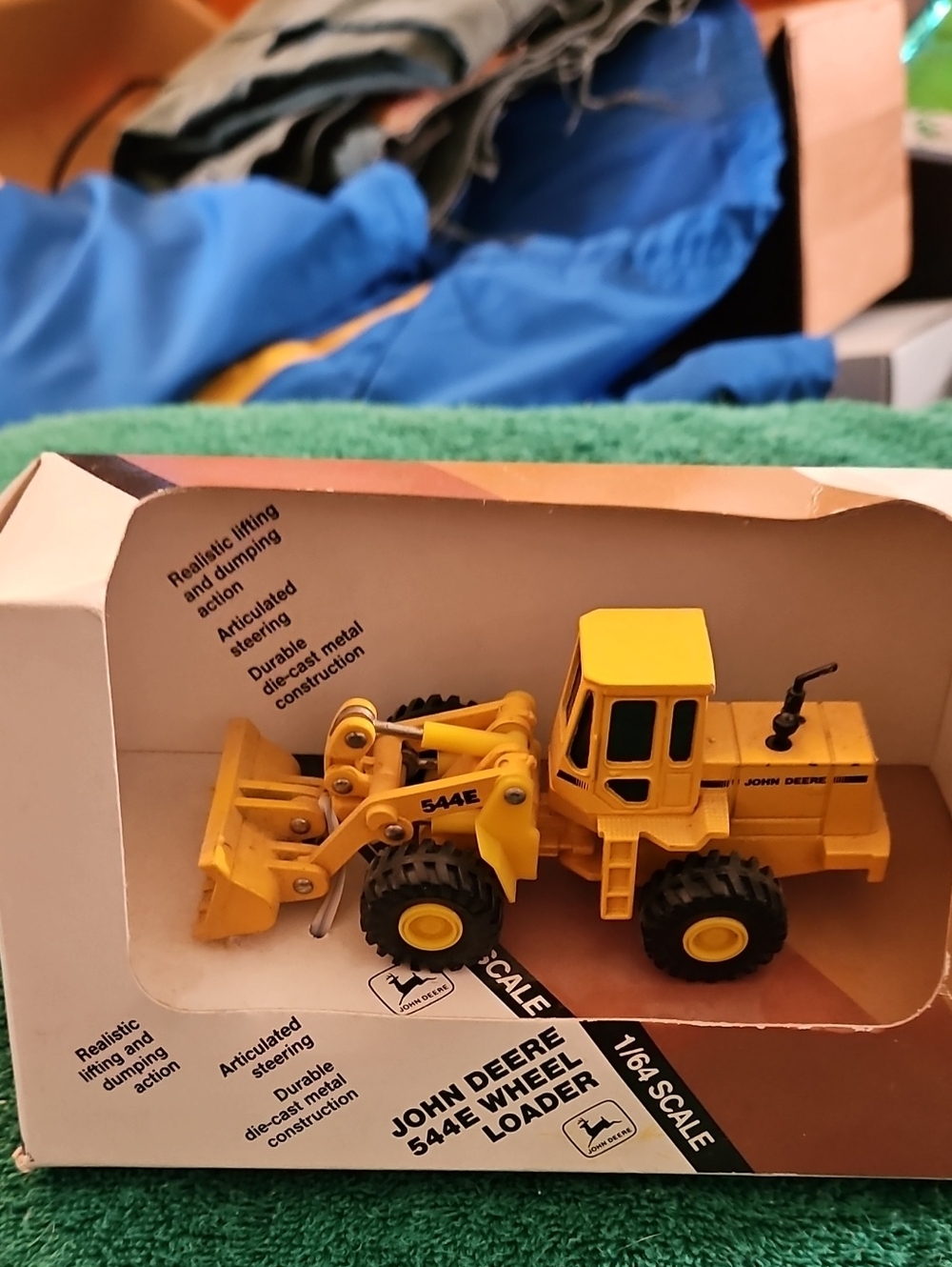 John Deere Yellow 544E Wheel Loader Toy with Black Tires 1989 K9
